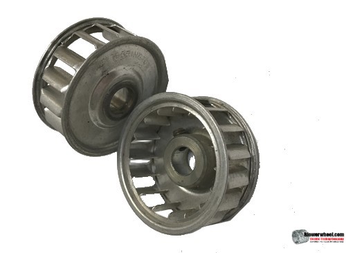 Single Inlet Aluminum Blower Wheel 1-1/2" Diameter 5/8" Width 5/16" Bore with Counterclockwise Rotation SKU: 01160020-010-AS-AA-CCW-001