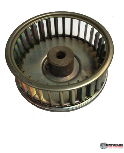 Single Inlet Galvanized Steel Blower Wheel 2-1/2" Diameter 15/16" Width 1/4" Bore with Clockwise Rotation SKU: 02160030-008-GS-AA-CW-001