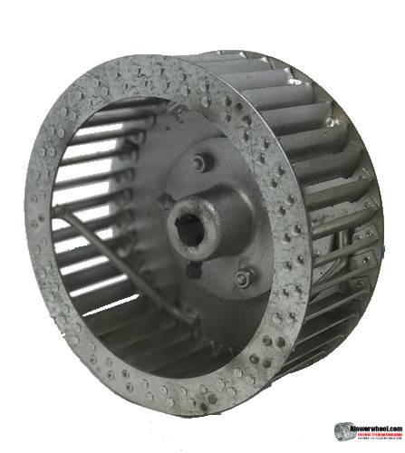 Single Inlet Steel Blower Wheel 9" D 4-1/8" W 28mm Bore-Clockwise  rotation- with inside hub and re-rods SKU: 09000404-28mm-HD-S-CW-R