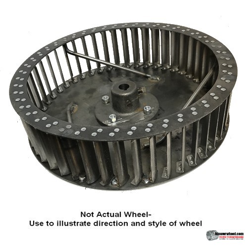 Single Inlet Steel Blower Wheel 13" D 6" W 1-1/8" Bore-Counterclockwise  rotation- with inside hub with re-rods and re-ring - SKU: 13000600-104-HD-S-CCW-R-W