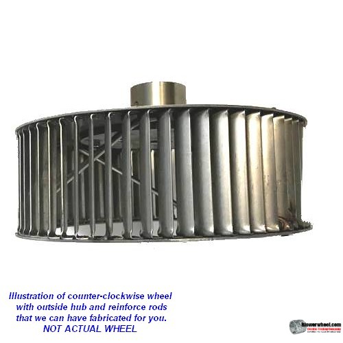 Single Inlet Steel Blower Wheel 15-3/8" D 7-1/2" W 1-3/8" Bore-Counterclockwise  rotation- with a outside hub and re-rods SKU: 15120716-112-HD-S-CCW-O-R