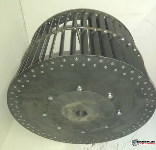Single Inlet Steel Blower Wheel 9" D 5-1/8" W 1-1/8" Bore-Clockwise  rotation- with inside hub with re-rods and ring, SKU: 09000504-104-HD-S-CW-R-W