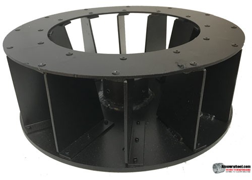 Backward Incline Steel Blower Wheel 16-1/2" D 7-1/2" W 7/8" Hub-Flat Blade - inside hubs- Flat top and bottom (NO CONE)- SKU: BIW16160716-028-HD-S-Flat-top