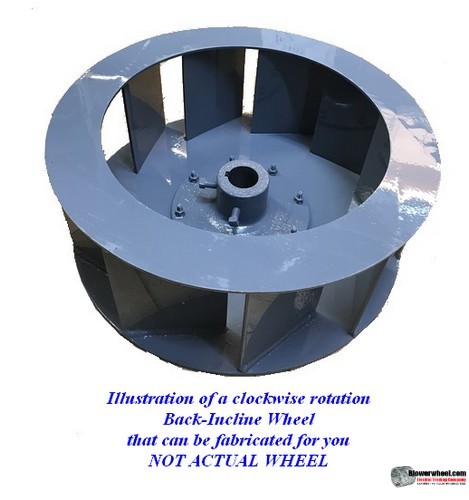 Backward Incline 304 Stainless Steel Blower Wheel 6-1/4" D 3-1/2" W 5/8" Bore-  rotation- with inside hub and 6 straight flat blades- SKU: BIW06080316-020-HD-S-5FB