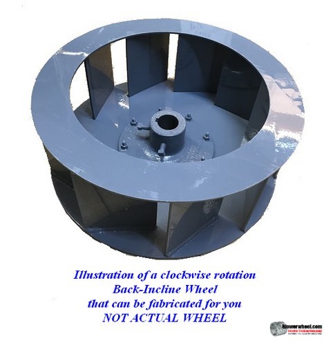 Flat Top Single BackIncline  Aluminum Blower Wheel 36" D 12" W 1-15/16" Bore-  SKU: BIW36001200-130-A-CW