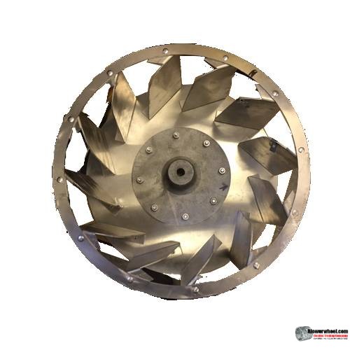 Backward Incline Aluminum Blower Wheel 21-1/4" D 8" W 1-3/16" Hub-Clockwise  rotation- with  inside hub  SKU: BIW21080800-106-HD-A-CW