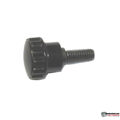 Threaded Black Bolt Knob. Knob is 3/4" D x 7/8" L, threaded section 5/8" L x 3/16"D, with total length 1-1/2"