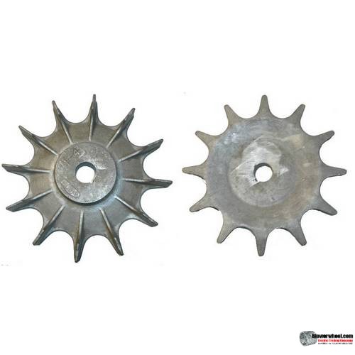 Impeller Blower Wheel 11-1/2" D 2" W 1-3/8" Bore SKU: IP11160200-112-HD-A-12B-Inner120-outer216-016concave-Hub 4”D  and 1” W- 12 Blades-Inner Blade seperation: 1-5/8 in -Outer Blade seperation: 2-1/2 in -Concave: 1/2in - SHELF WORN