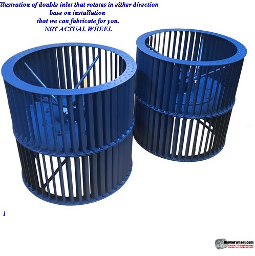 Double Inlet Steel Blower Wheel 15-1/2" D 15-1/4" W 4" Hub-Clockwise-Counterclockwise  rotation- with  double neck hub with re-rods,  SKU: 15161408-400-ClampLock-HD-S-CCWCWDW-R