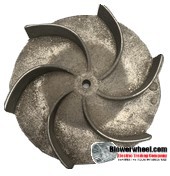 Paddle Wheel Cast Aluminum Blower Wheel 9" Diameter 3-1/4" Width 1/2" Bore with clockwise Rotation and outside hub SKU: pw09000308-016-casta-6curve-xw-o-concave-O-001 AS IS