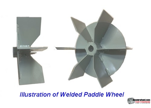 Single Inlet Steel Blower Wheel 9" D 5-1/8" W 1-1/8" Bore-Clockwise  rotation- with inside-outside hub with re-rods and ring, SKU: 09000504-104-HD-S-CW-R-W-IHOH