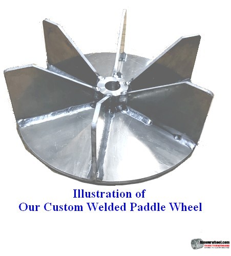 Paddle Wheel Aluminum Blower Wheel 15-7/16" D 5" W 1-1/2" Bore- with three-eights inch thick aluminum blades and backplate- sku: PW15140500-116-HD-A-BladeFlat8-003