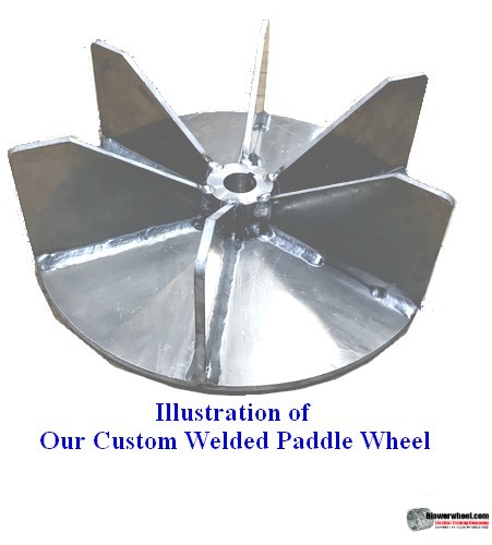 Paddle Wheel Aluminum Blower Wheel 14" D 3-1/2" W 1-1/8" Bore-  rotation- with  inside hub and eight flat blades. Welded  SKU: PW14000316-104-HD-A-8FB