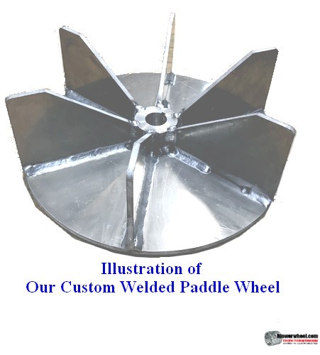 Welded Steel Paddle Wheel Blower Wheel 7-3/4" D 3-1/4" W 5/8" Bore - with outside hub and 8 flat blades SKU: PW07240308-020-HD-S-8FB