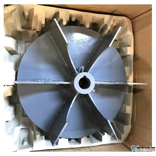 Welded 304 Stainless Steel Paddle Wheel Blower Wheel 18" D 4" W 1-1/8" Bore - with inside hub and 6 flat blades SKU: PW18000400-104-6flatblades-HD-304S