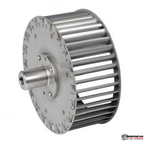 Single Inlet 304 Stainless Steel Blower Wheel 12-3/8" Diameter 6" Width 1" Bore Counterclockwise rotation with an Outside Hub