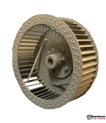 Paddle Wheel Aluminum Blower Wheel 13-1/2" D 4-3/16" W 1-1/8" Bore-  rotation- with inside hub- SKU: PW13160406-104-A-BladeFlat6-Radial-Design