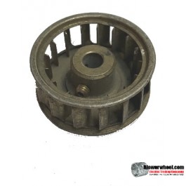 Single Inlet Galvanized Steel Blower Wheel 1-1/2" Diameter 5/8" Width 1/4" Bore with Counterclockwise Rotation SKU: 01160020-008-GS-AA-CCW-001