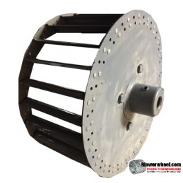 Single Inlet Steel Blower Wheel 9" Diameter 4-3/8" Width 5/8" Bore with Counterclockwise Rotation with outside hub SKU: 09000412-020-S-T-CCW-O-001