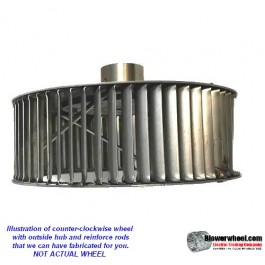 Single Inlet Steel Blower Wheel 15-3/8" D 7-1/2" W 1-3/8" Bore-Counterclockwise  rotation- with a outside hub and re-rods SKU: 15120716-112-HD-S-CCW-O-R