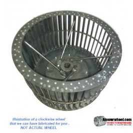 Single Inlet Steel Blower Wheel 15-3/8" Diameter 7-1/2" Width 1" Bore Counterclockwise rotation with Inside Hub with Re-Rods and Re-Ring