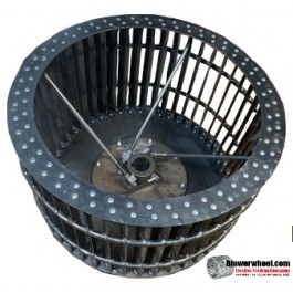Single Inlet Steel Blower Wheel 10" D 4-1/8" W 3/4" Bore-Clockwise  rotation- with inside hub withe rods and rings for reinforcement  SKU: 10000404-024-HD-S-CW-R-W