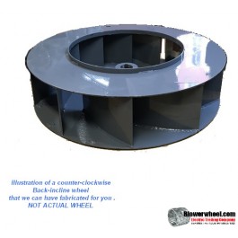 Welded Steel Backward Incline Blower Wheel 20" D 8" W 1-5/8" Bore - with inside hub  and 6 Flat Blades SKU: BIW20000800-120-HD-S-10FBlade-CCW