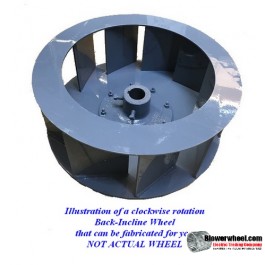 Backward Incline Steel Blower Wheel 10" D 4-1/2" W 5/8" Hub-Clockwise - inside hubs- Flat top and bottom (NO CONE)- SKU: BIW10000416-020-HD-S-CW-12B-flattop