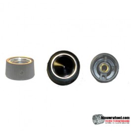black-circle-with silver-trim-top-knob-with-horizontal-groves-and-set-screw