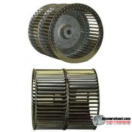 Double Inlet Steel  Blower Wheel 15-3/8" D 15-1/4" W 1" Hub Bore Double Hub SKU: 15121508-100-HD-S-CWCCWDW
