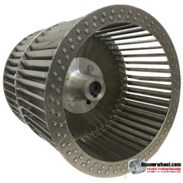 Double Inlet Aluminum Blower Wheel 9-1/2" D 9-3/8" W 1/2" Bore-Clockwise-Counterclockwise  rotation- with a clockwise facing inside hub SKU: 09160912-016-HD-A-CCWCWDW