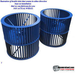 Double Inlet Steel Blower Wheel 15-1/2" D 15-1/4" W 4" Hub-Clockwise-Counterclockwise  rotation- with  double neck hub with re-rods,  SKU: 15161408-400-ClampLock-HD-S-CCWCWDW-R