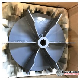 Paddle Wheel Steel Blower Wheel 14-1/2" D 5" W 1-3/8" Bore - with inside hub  and 6 Flat Blades SKU: PW14160500-112-HD-S-6Blade06-Radial-Design