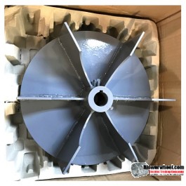 Paddle Wheel Welded Aluminum Blower Wheel 14" D 8" W 3/4" Bore - with inside hub  and 6 Flat Blades SKU: PW14000800-024-HD-A-6FlatBlade