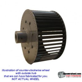 Single Inlet Steel Blower Wheel 6" Diameter 3-1/8" Width 1/2" Bore Counterclockwise rotation with a Outside Hub and Re-Ring