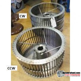 Single Inlet Steel Blower Wheel 9" Diameter 5-1/8" Width 1/2" Bore Counterclockwise rotation with an Inside Hub and Re-Ring