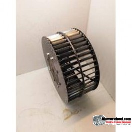 Single Inlet Aluminum Blower Wheel 6" Diameter 4-3/8" Width 1/2" Bore Counterclockwise rotation with Outside Hub with Re-Rods and Re-Ring
