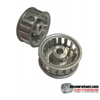 Single Inlet Aluminum Blower Wheel 1-1/2" Diameter 5/8" Width 1/4" Bore with Clockwise Rotation SKU: 01160020-008-AS-AA-CW-001