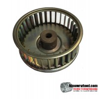 Single Inlet Galvanized Steel Blower Wheel 2-1/2" Diameter 15/16" Width 1/4" Bore with Clockwise Rotation SKU: 02160030-008-GS-AA-CW-001