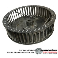 Single Inlet Aluminum Blower Wheel 16" D 9-1/8" W 1-3/8" Bore-Counterclockwise  rotation- with inside hub with re-rods and re-ring - SKU: 16000904-112-HD-A-CCW-R-W