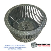 Single Inlet Steel Blower Wheel 15-3/8" Diameter 9-1/8" Width 1" Bore Clockwise rotation with Inside Hub with Re-Rods and Re-Ring