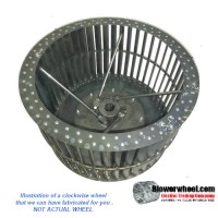 Single Inlet Steel Blower Wheel 24-7/16" Diameter 12-1/8" Width 1-7/16" Bore Clockwise rotation with Inside Hub with Re-Rods and Re-Ring