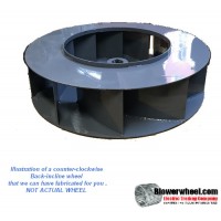 Backward Incline Steel Blower Wheel 13-1/2" D 7-1/2" W 3/4"Hub-Counterclockwise - inside hubs- Flat top (NO CONE) - SKU: BIW13160716-024-HD-S-CCW
