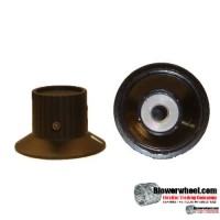 Top-Hat-Design-2-set-screw-with indicator. Total Height: 15/16”;Top Height:  ¾”,Top Diameter: 7/8”,Bottom Diameter: 1-1/2”,Inside diameter: ¼”