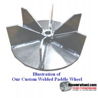 Paddle Wheel Steel Blower Wheel 12" D 3-1/2" W 7/8" Bore-  with inside hub, Welded- SKU: PW12000316-028-HD-S-6Flatblades