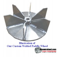 Paddle Wheel Steel Blower Wheel 13-3/4" D 4-1/8" W 1-1/8" Bore-  rotation- with  inside hub and six flat blades. Welded  SKU: PW13240404-104-HD-S-6Flatblades-