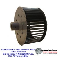 Single Inlet Steel Blower Wheel 6" Diameter 3-1/8" Width 1/2" Bore Counterclockwise rotation with a Outside Hub and Re-Ring