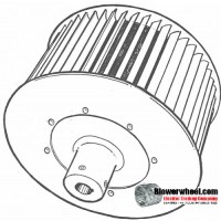 Single Inlet Steel Blower Wheel 12-1/2" D 6" W 24mm Bore-Clockwise  rotation- with inside hub, re-rods- SKU: 12160600-24MM-HD-S-CW-R-O