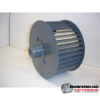 Single Inlet Aluminum Blower Wheel 9" Diameter 4-3/8" Width 5/8" Bore Clockwise rotation with an Outside Hub