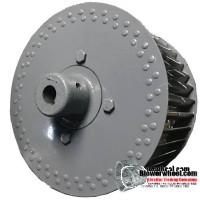 Single Inlet Steel Blower Wheel 9" D 4-1/8" W 7/8" Bore-Clockwise  rotation- with outside hub and re-rods SKU: 09000404-028-HD-S-CW-R-O